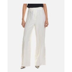 Ted Baker London Cream‎ Wide Leg Linen Blend Pants Split Hem Ted Sz 4 US 10